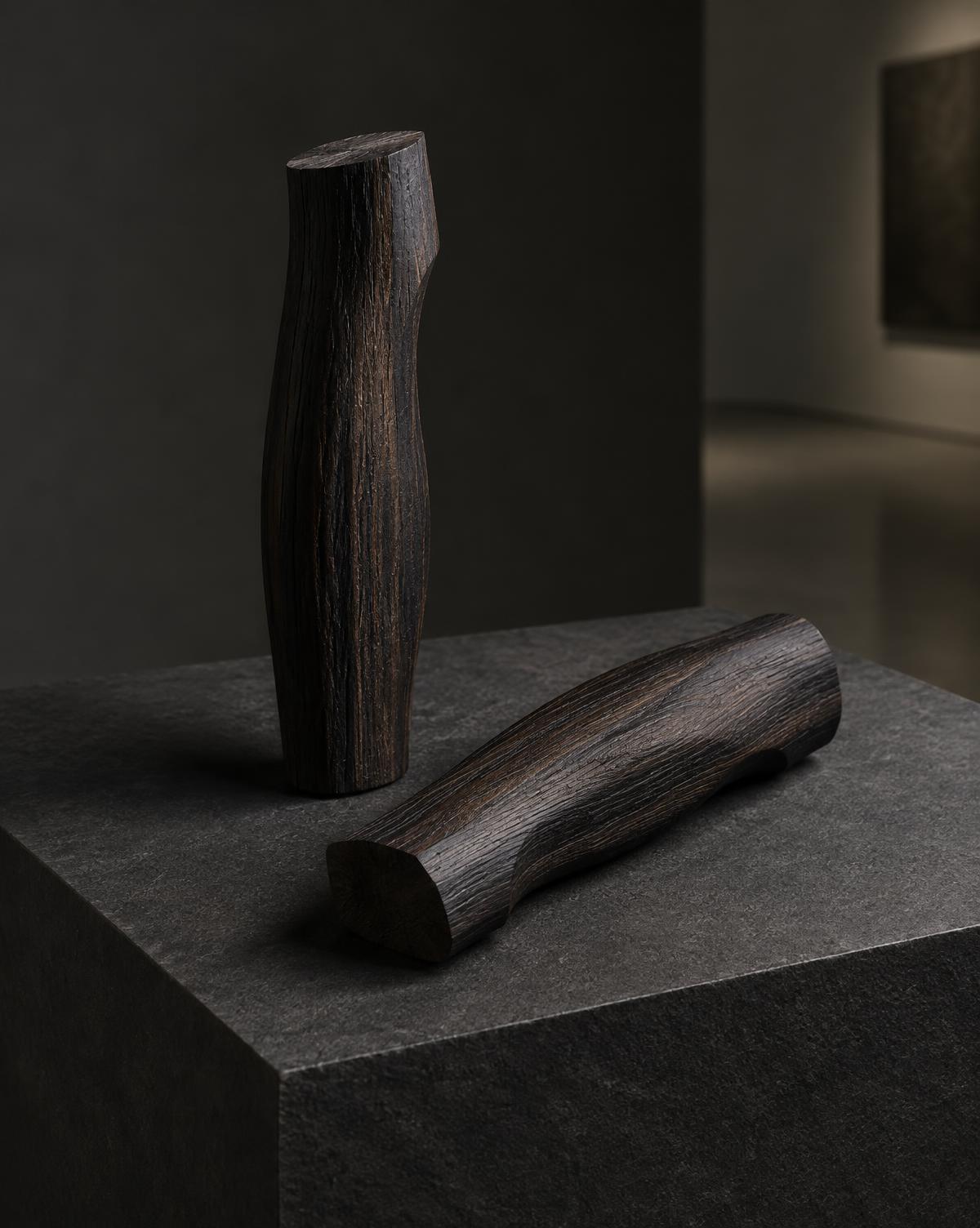 Provisional knife handles study in dark Bog Oak