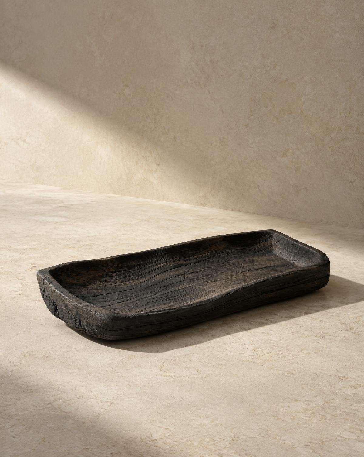 Provisional desk objects study in dark Bog Oak