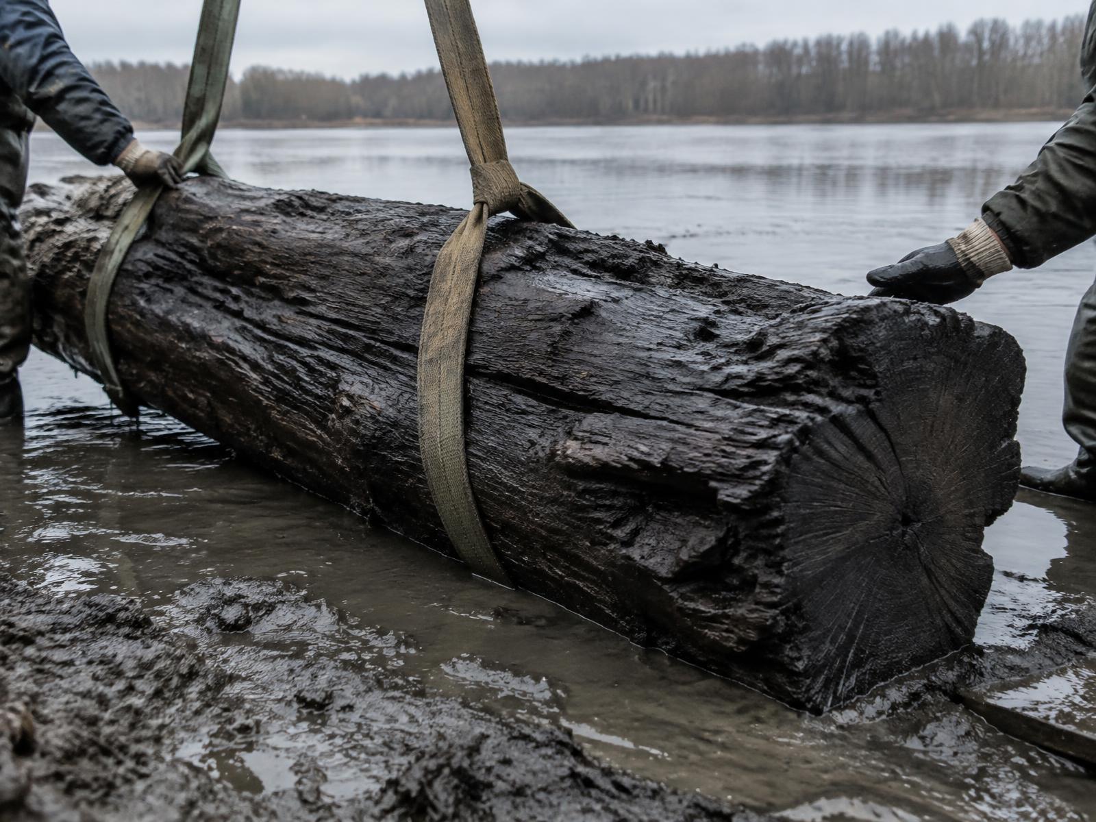 Bog Oak carefully recovered from a river